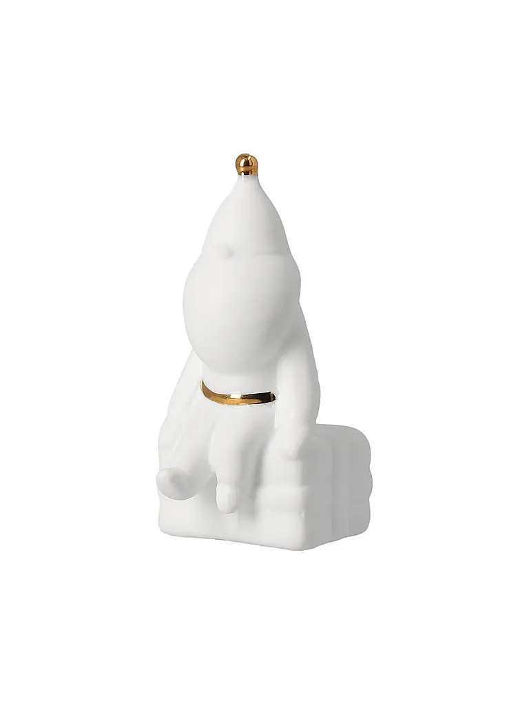 RAEDER | Statuetta natalizia in porcellana Babbo Natale seduto | Bianco