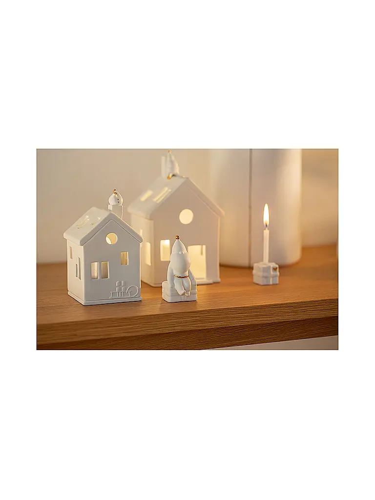 RAEDER | Statuetta natalizia in porcellana Babbo Natale seduto | Bianco