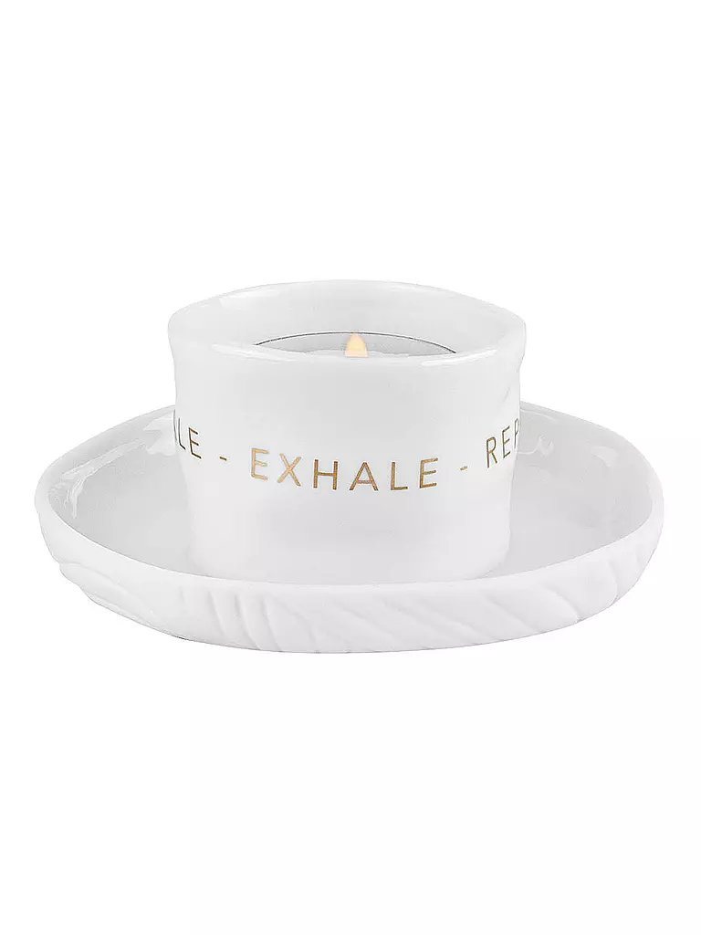 RAEDER | Teelicht 9x4,5cm Zen Spirit INHALE EXHALE | Bianco