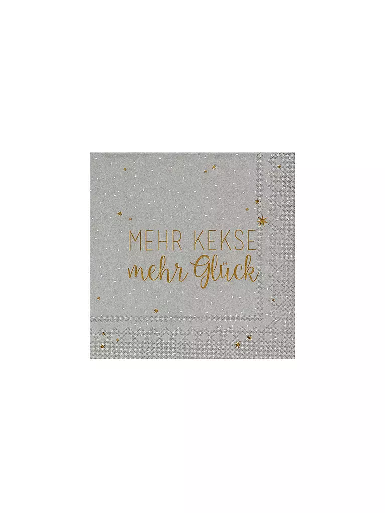 RAEDER | Tovaglioli natalizi 25x25 cm PIÙ BISCOTTI PIÙ FELICITÀ | Grigio chiaro