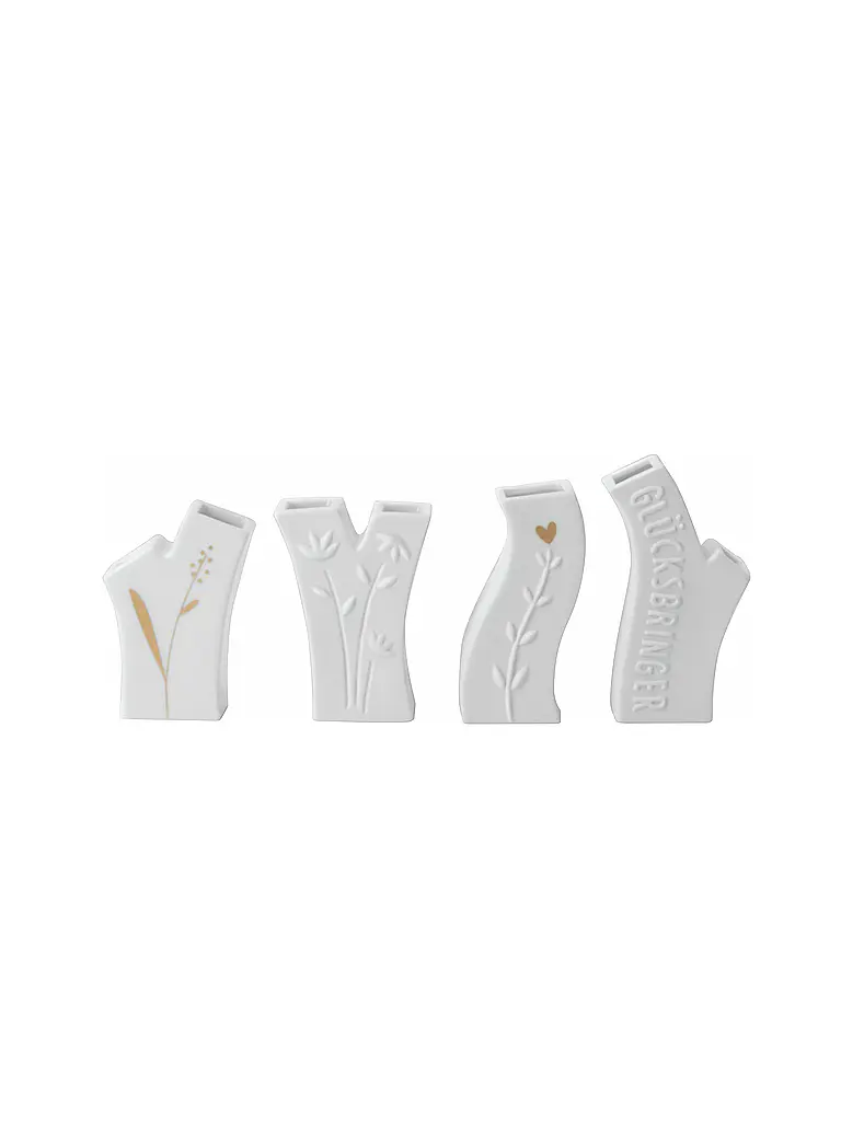 RAEDER | Vasi miniatura per fiori, set da 4, portafortuna | Bianco