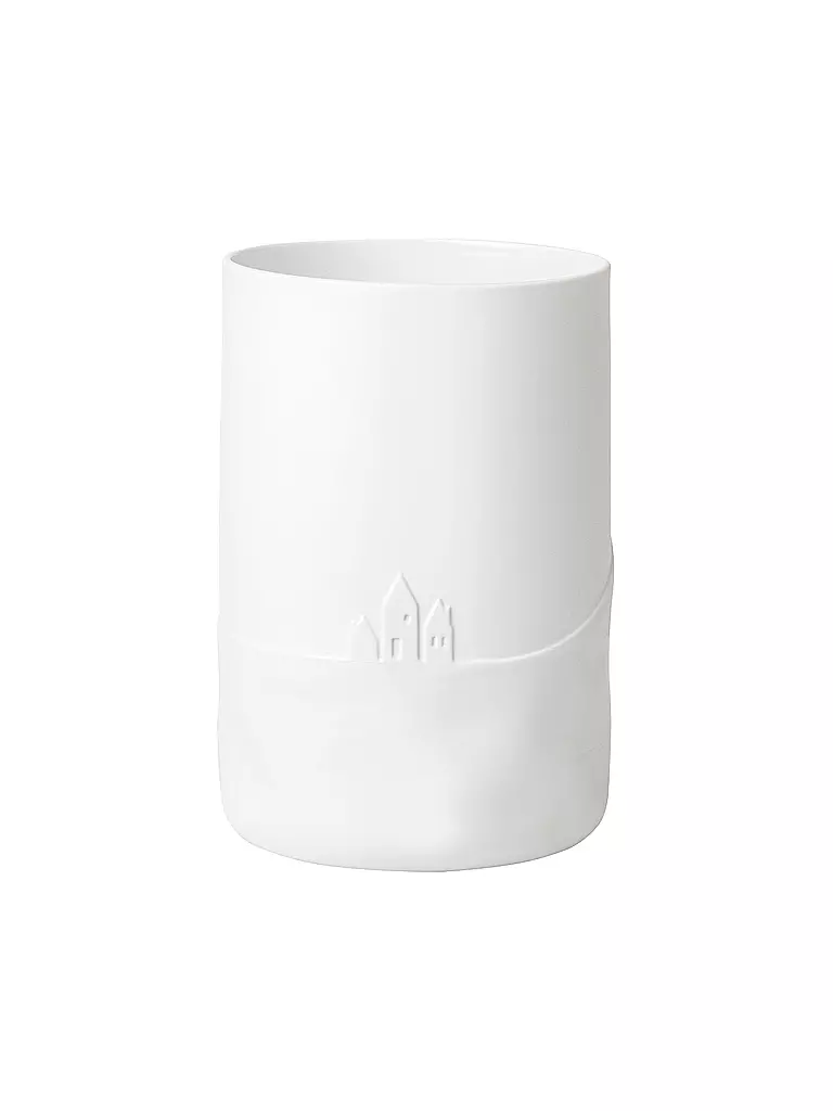 RAEDER | Vaso SCHNEETAG 14,5x21x8cm slitta trainata da cani | Bianco