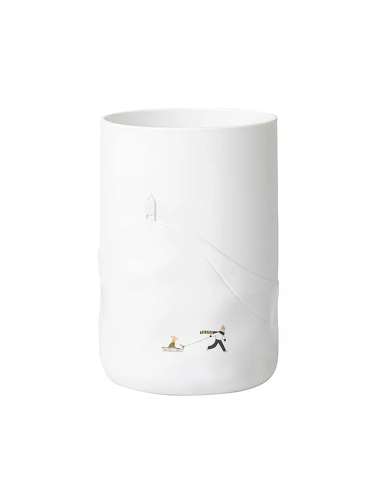 RAEDER | Vaso SCHNEETAG 14,5x21x8cm slitta trainata da cani | Bianco
