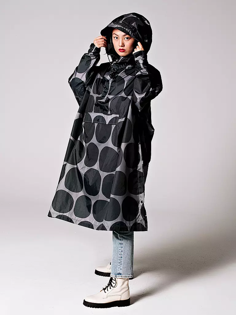 RAINKISS | Giacca antipioggia - Poncho antipioggia Black Polka | Nero