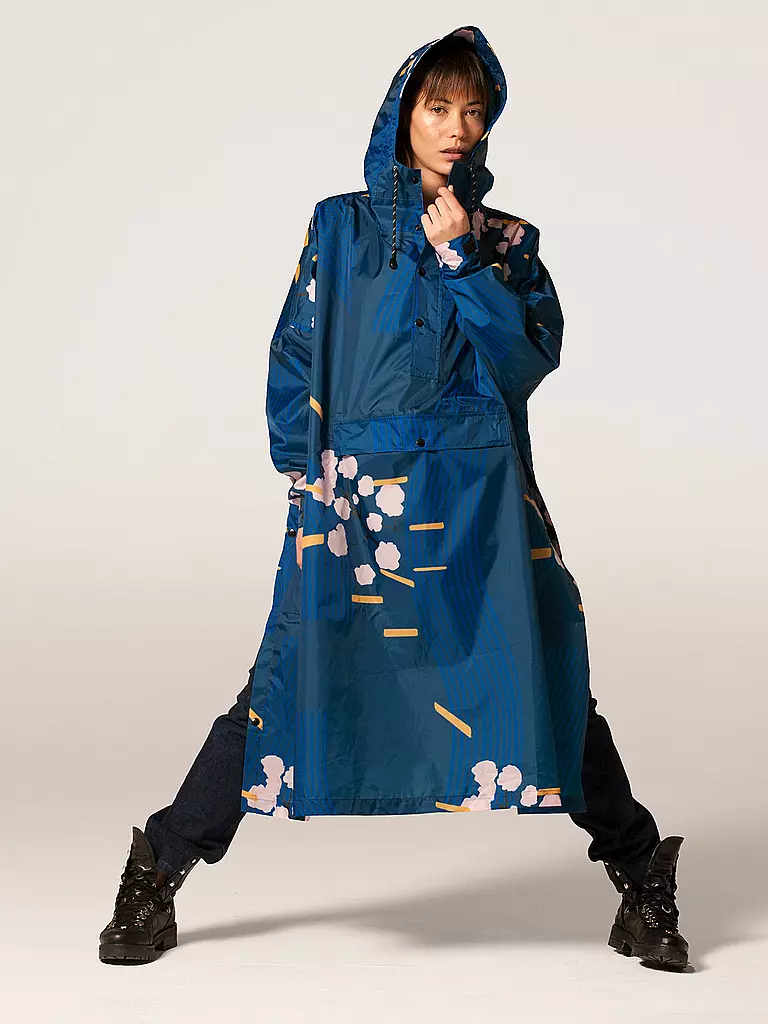 RAINKISS | Giacca antipioggia - Poncho antipioggia Japanese Blossom | Blu