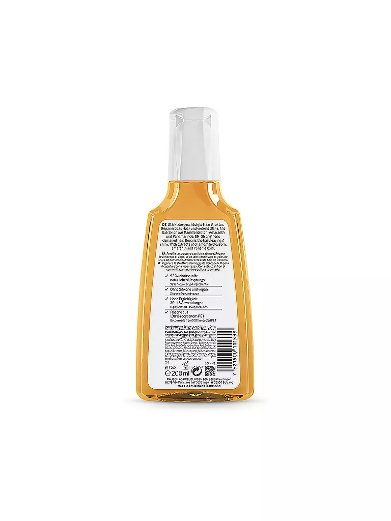 RAUSCH | Shampoo riparatore con camomilla e amaranto 200ml | Senza colore