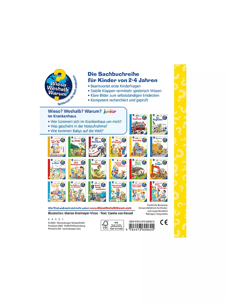 RAVENSBURGER | Libro - Wieso Weshalb Warum - junior : In ospedale | Senza colore