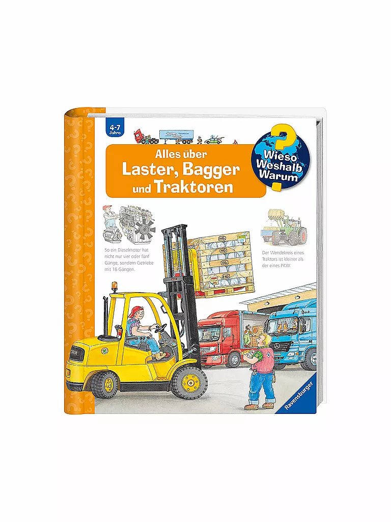 RAVENSBURGER | Libro - Wieso Weshalb Warum - Tutto su camion, escavatori e trattori | Senza colore