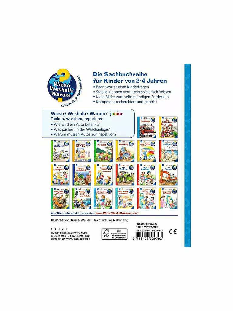 RAVENSBURGER | Libro - Wieso Weshalb Warum Junior - Fare rifornimento, lavare, riparare | Senza colore