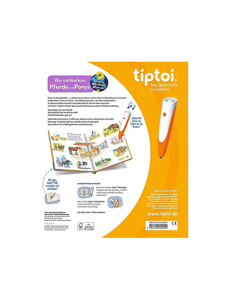 RAVENSBURGER | TIPTOI  Wieso Weshalb Warum -  Scopriamo cavalli e pony | Multicolore