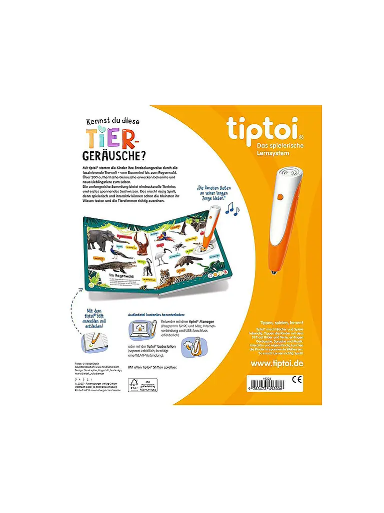 RAVENSBURGER | TIPTOI Conosci questi versi di animali | Multicolore