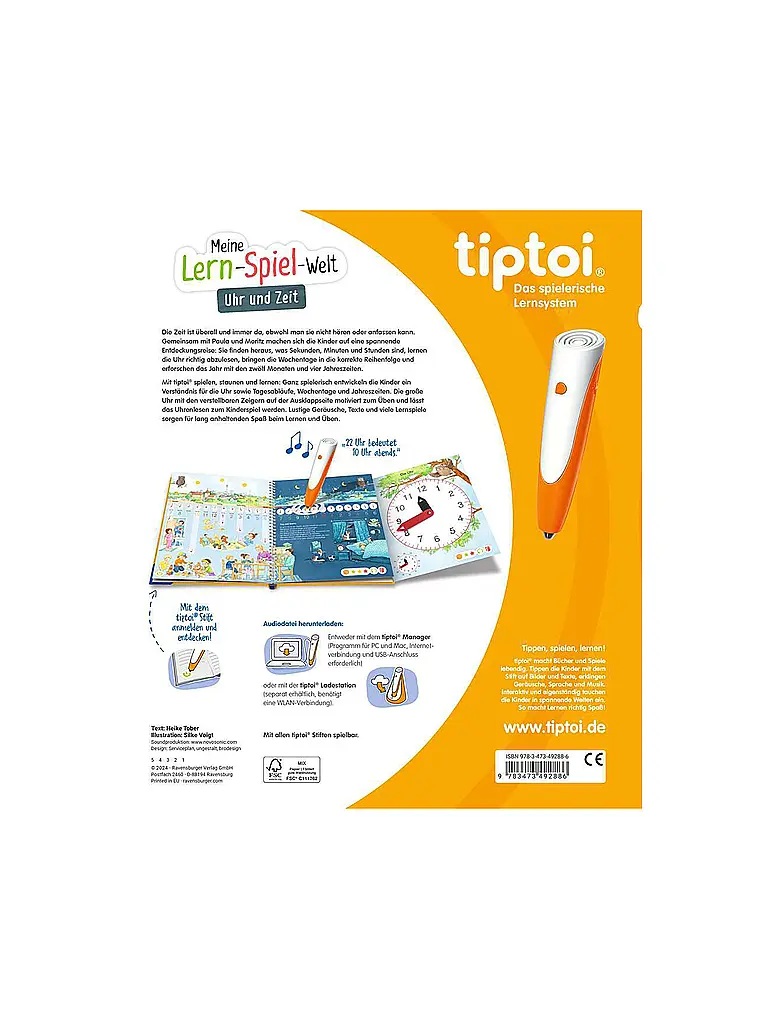 RAVENSBURGER | TIPTOI Il mio mondo di giochi didattici - Orologio e tempo | Multicolore