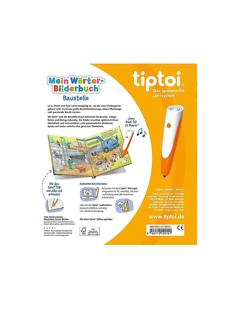 RAVENSBURGER | TIPTOI Mein Wörter-Bilderbuch - Baustelle | Multicolore
