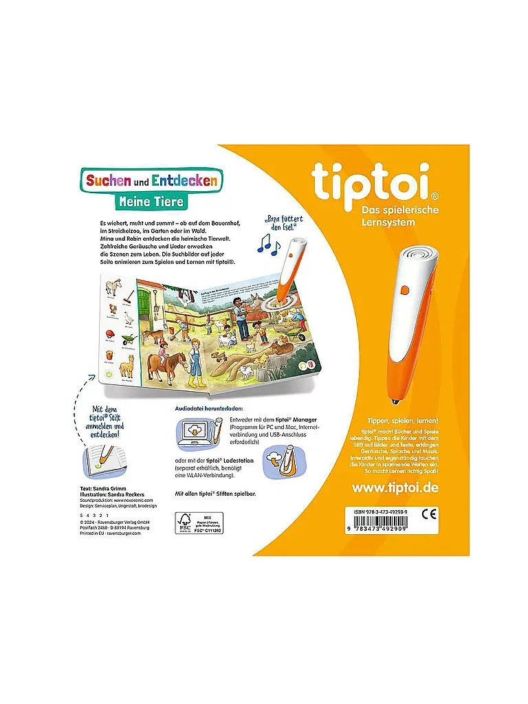 RAVENSBURGER | TIPTOI Suchen und Entdecken - Meine Tiere | Multicolore