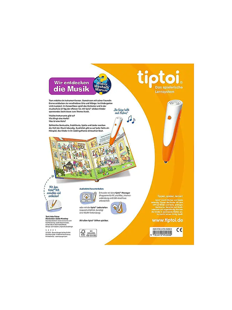 RAVENSBURGER | TIPTOI Wieso Weshalb Warum - Scopriamo la musica | Multicolore