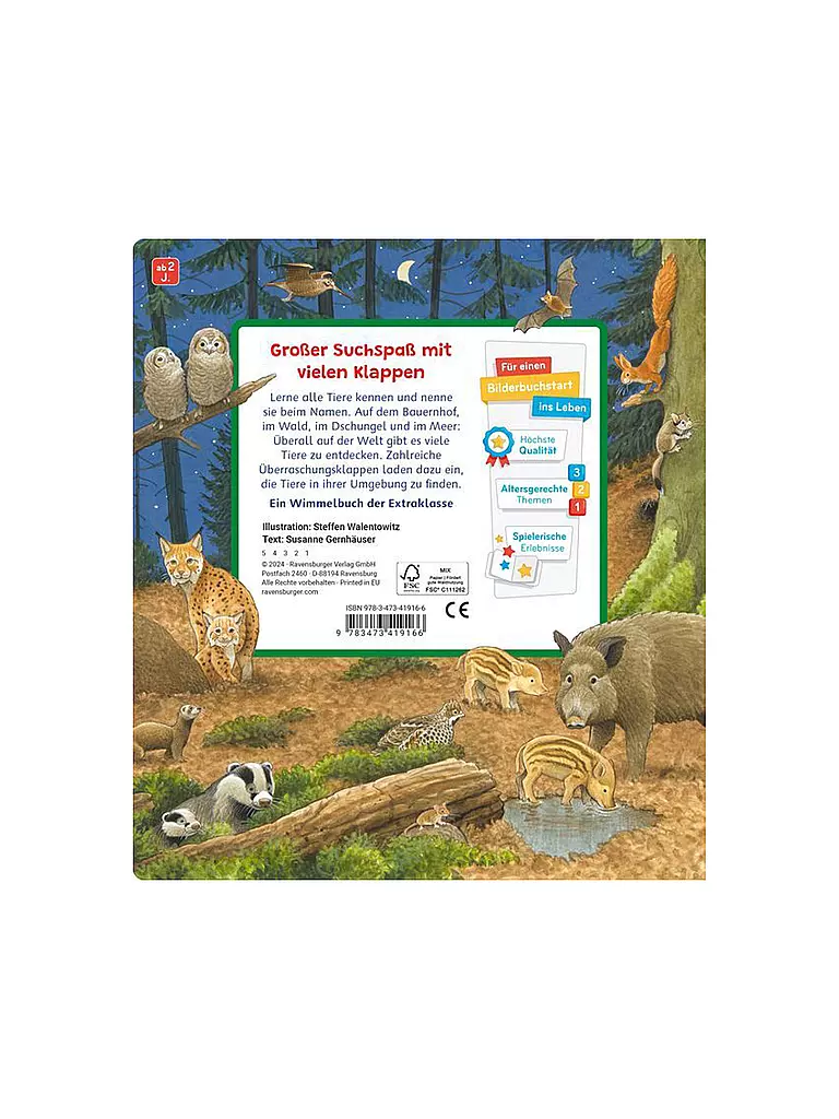 RAVENSBURGER | Wimmelbuch - Animali e i loro cuccioli | Senza colore