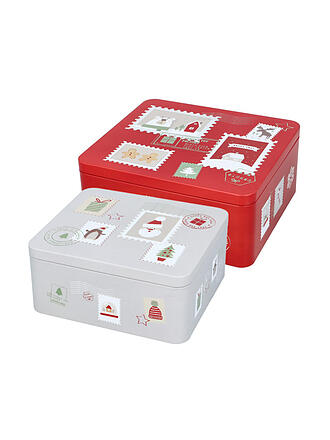 RBV BIRKMANN | Set di 2 scatole per biscotti grandi DEAR SANTA Rosso/Grigio