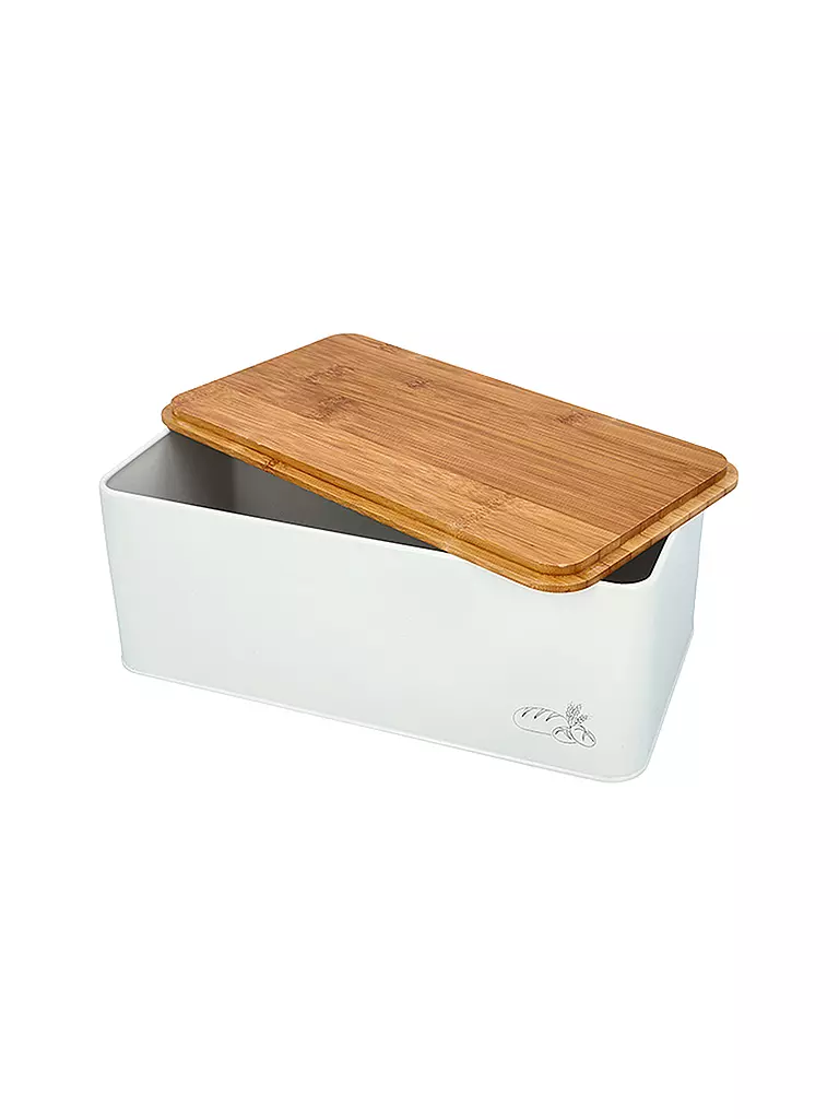 RBV BIRKMANN | Portapane con coperchio 33x18 cm metallo/bambù | Bianco