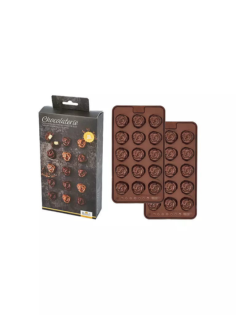 RBV BIRKMANN | Stampo per cioccolatini ROSE CHOCOLATERIE, 2 pz., silicone, marrone | 