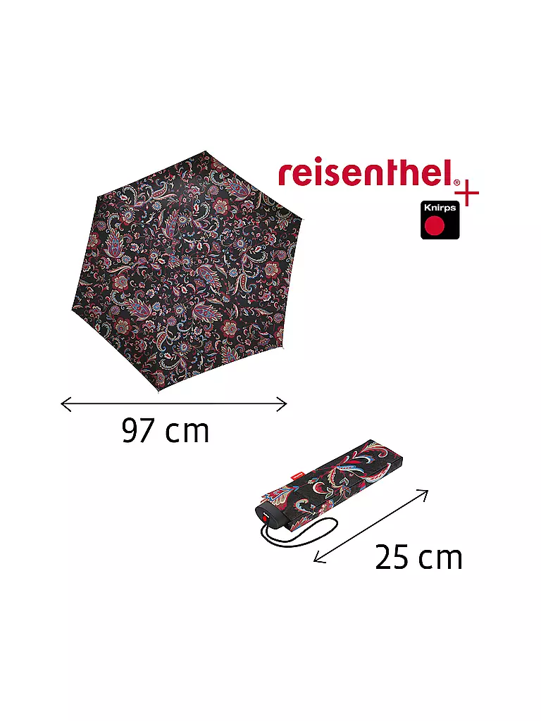 REISENTHEL | Ombrello tascabile - Umbrella Pocket Mini 97cm Paisley Nero | Multicolore