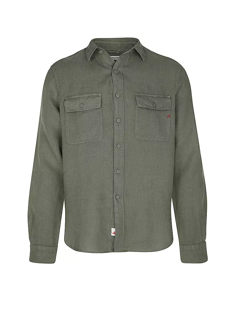 REPLAY | Camicia di lino regular fit | Oliva