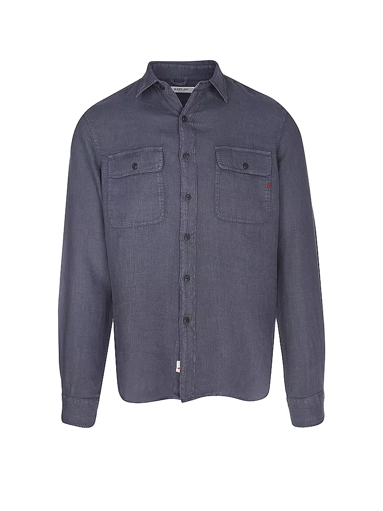 REPLAY | Leinenhemd Regular Fit  | Blu