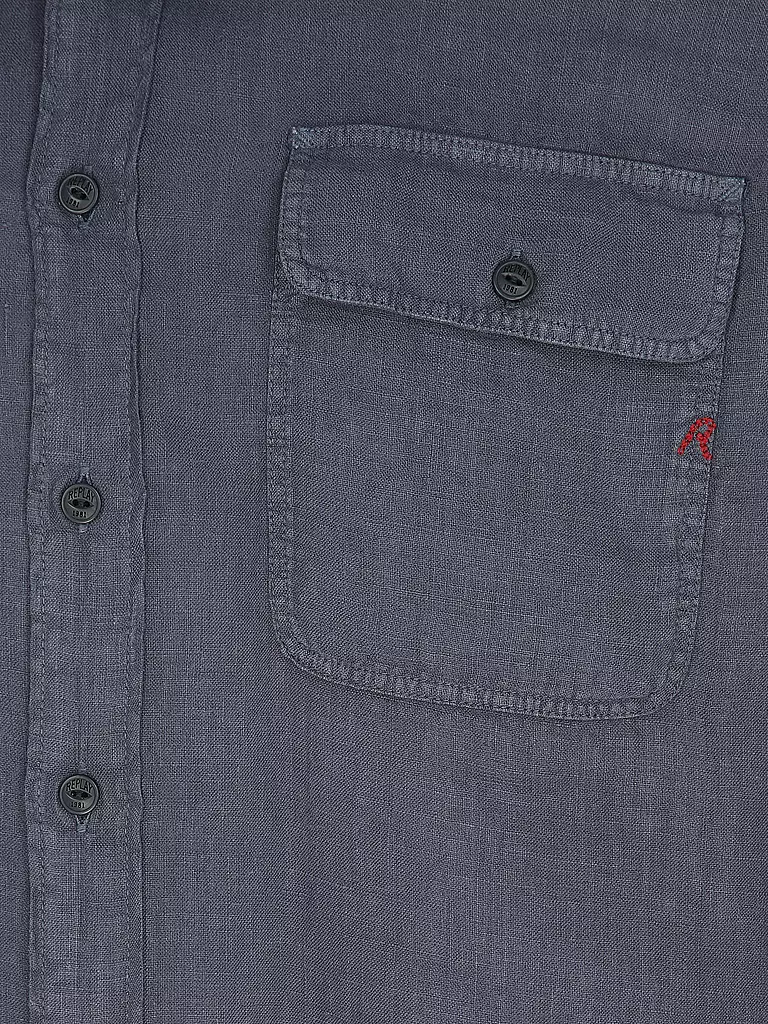 REPLAY | Leinenhemd Regular Fit  | Blu