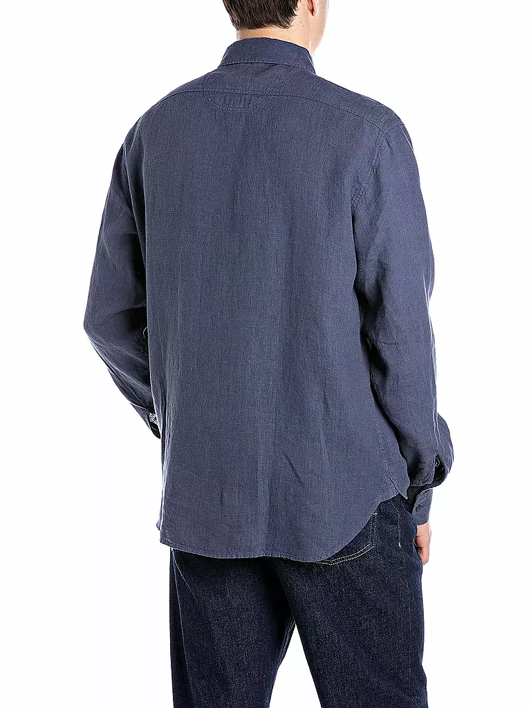 REPLAY | Leinenhemd Regular Fit  | Blu