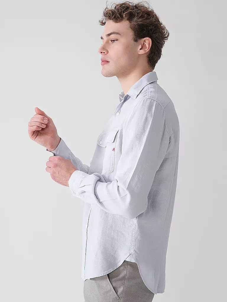 REPLAY | Leinenhemd Regular Fit  | Blu chiaro