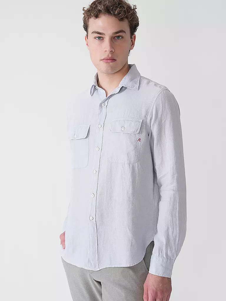 REPLAY | Leinenhemd Regular Fit  | Blu chiaro