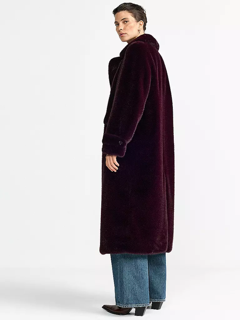 RICH & ROYAL | Cappotto in pelliccia sintetica | Rosso scuro
