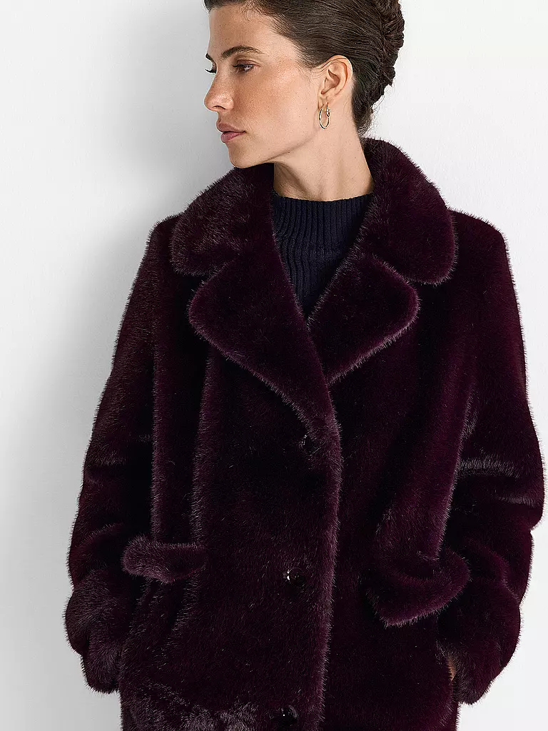 RICH & ROYAL | Cappotto in pelliccia sintetica | Rosso scuro