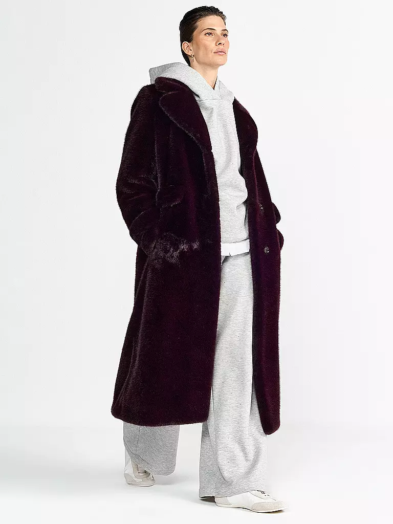 RICH & ROYAL | Cappotto in pelliccia sintetica | Rosso scuro