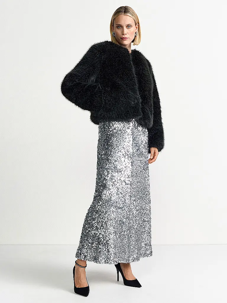 RICH & ROYAL | Giacca effetto pelliccia | Nero