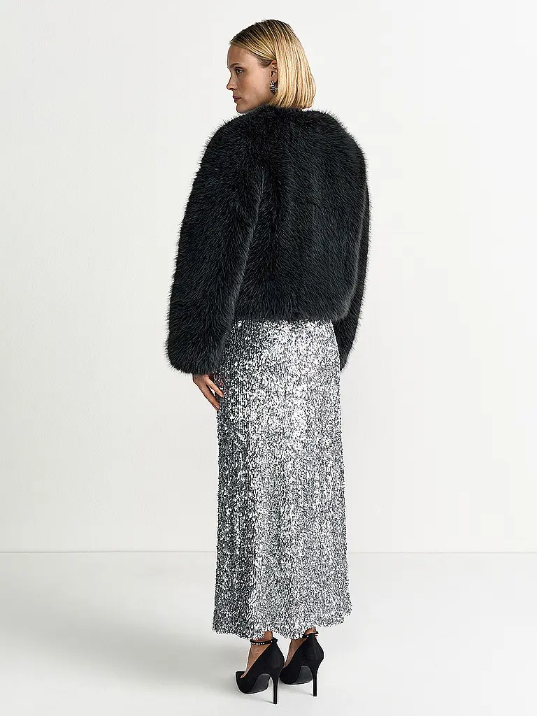 RICH & ROYAL | Giacca effetto pelliccia | Nero