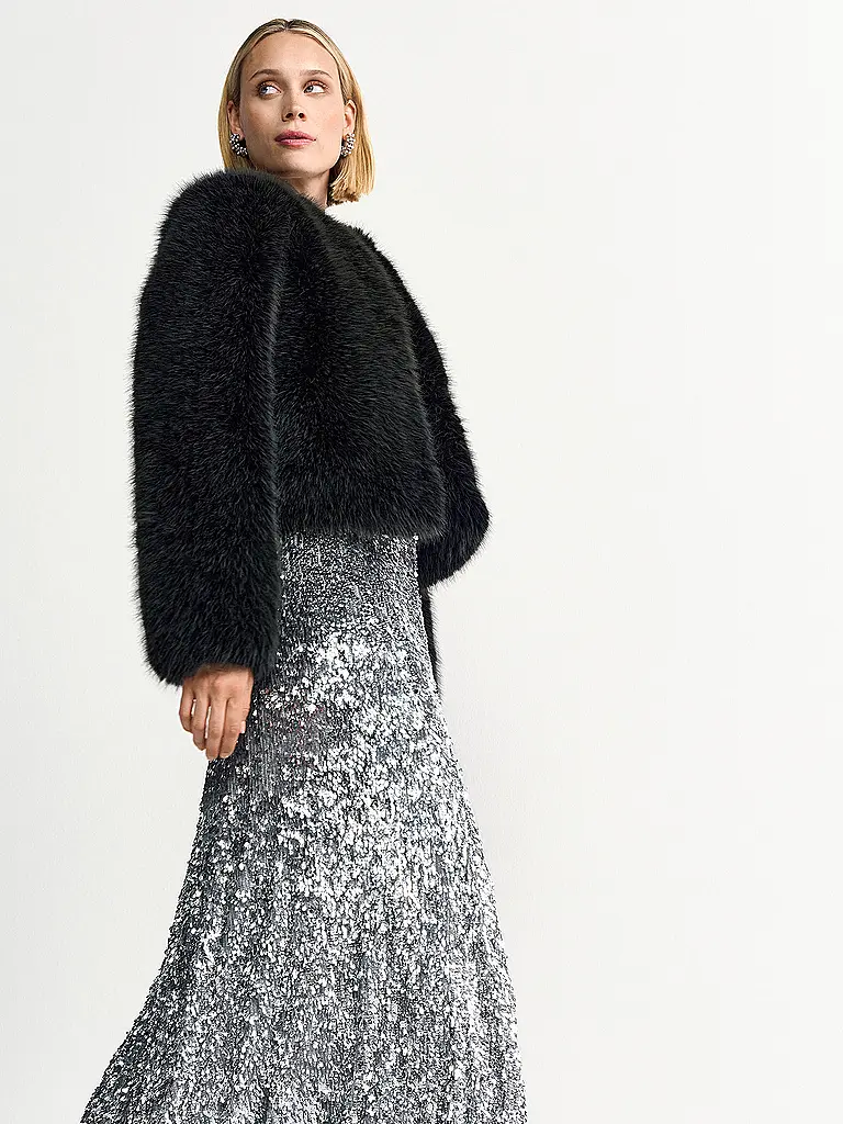 RICH & ROYAL | Giacca effetto pelliccia | Nero