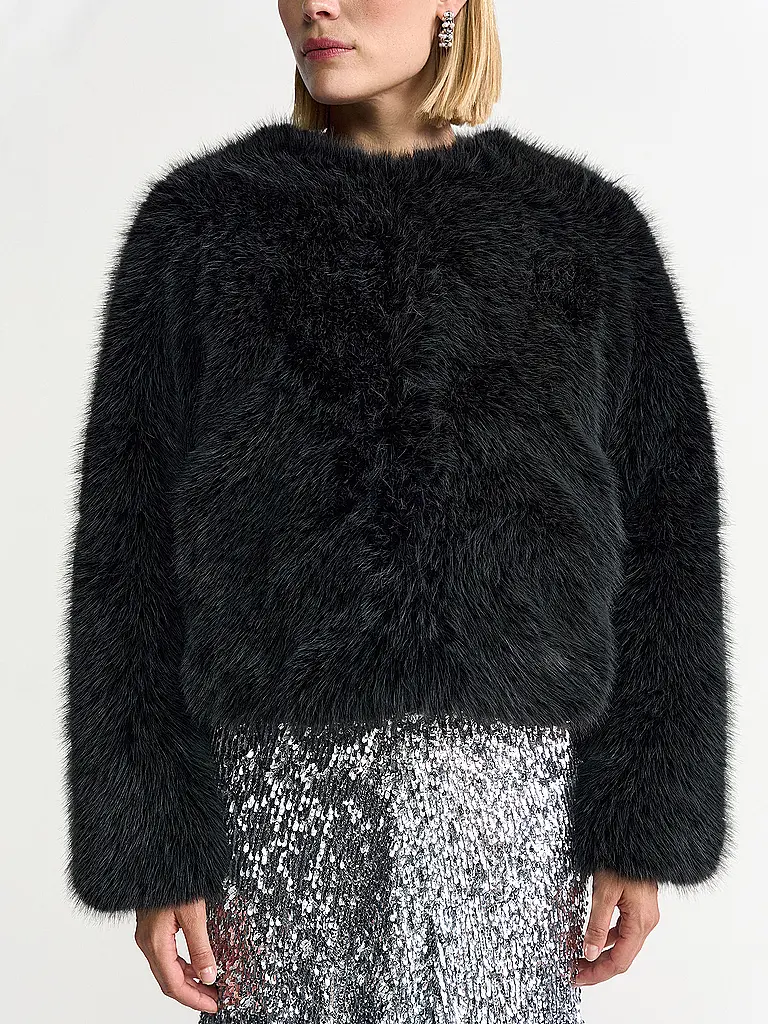 RICH & ROYAL | Giacca effetto pelliccia | Nero