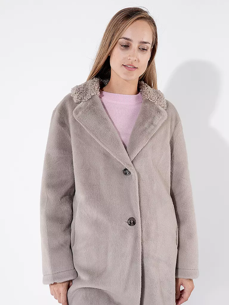 RICH & ROYAL | Mantel in Felloptik | Grigio