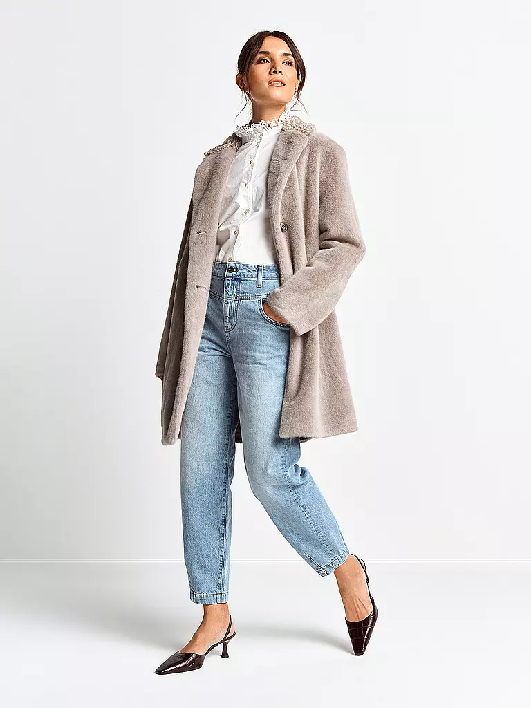 RICH & ROYAL | Mantel in Felloptik | Grigio