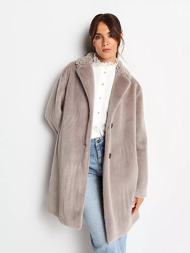 RICH & ROYAL | Mantel in Felloptik | Grigio