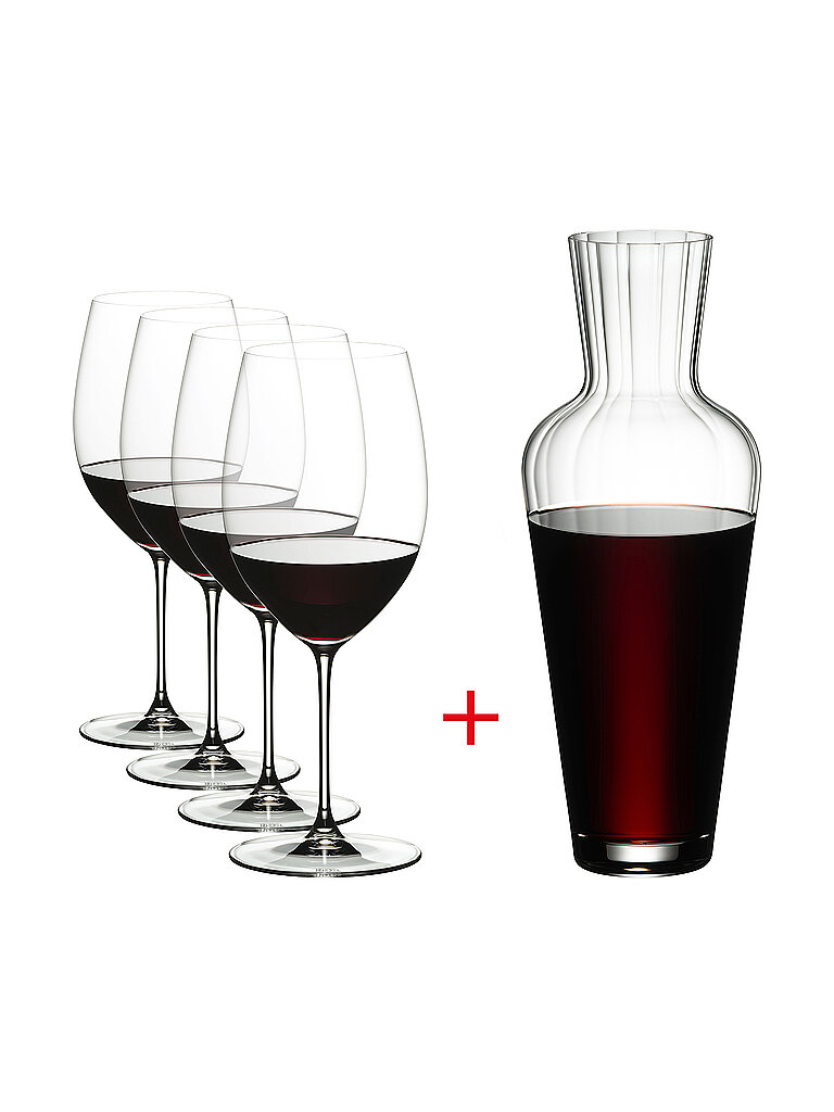 Set di 5 calici da vino rosso VERITAS Cabernet/Merlot e decanter trasparente