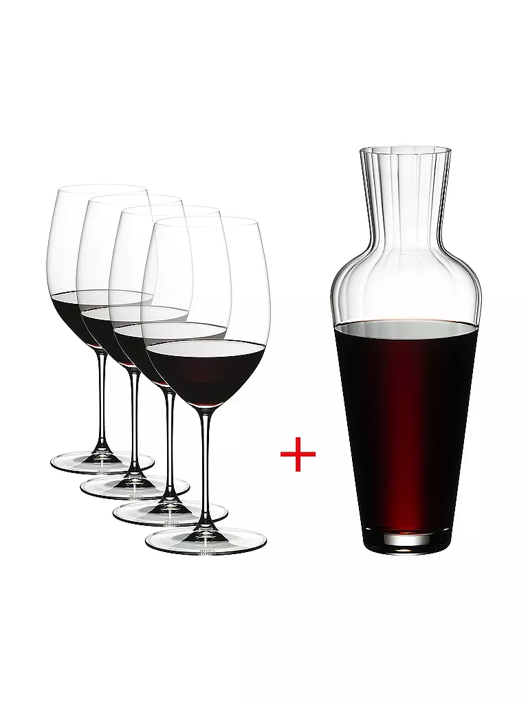 RIEDEL | Set da 5 bicchieri da vino rosso VERITAS Cabernet/Merlot e decanter | Trasparente