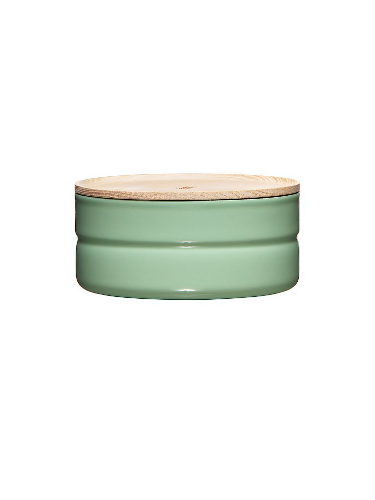 Contenitore per alimenti - Contenitore in smalto con coperchio in legno di frassino Truehomewear 6cm 615ml verde