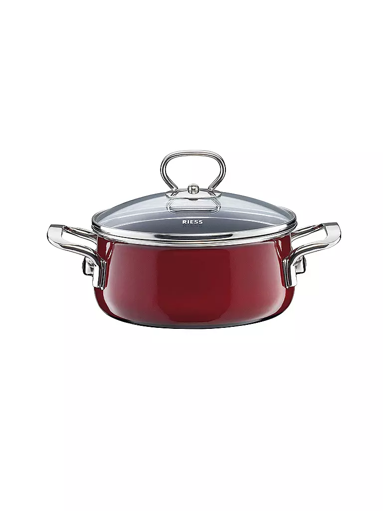 RIESS | Casseruola con coperchio in vetro NOUVELLE 24cm/4l Rosso | Rosso scuro