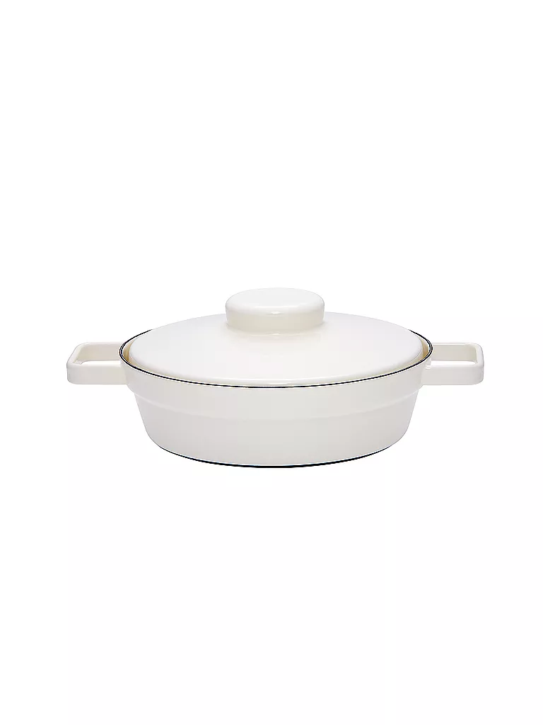 RIESS | Padella in smalto con coperchio "Aromapot - Truehomewear" 24 cm | Bianco