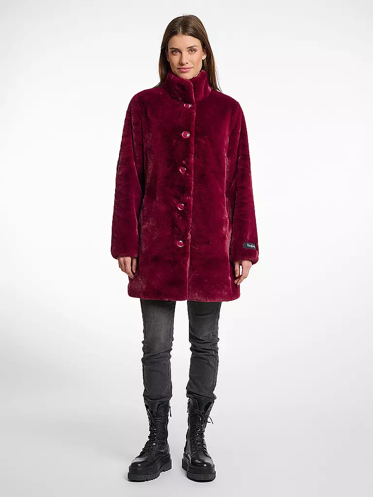 RINO&PELLE | Cappotto in pelliccia sintetica NONNA | Rosso scuro