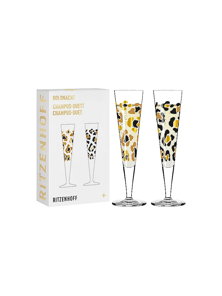 RITZENHOFF | Champagnerglas Goldnacht Champus Set da 2 Duett Leo Gold | 