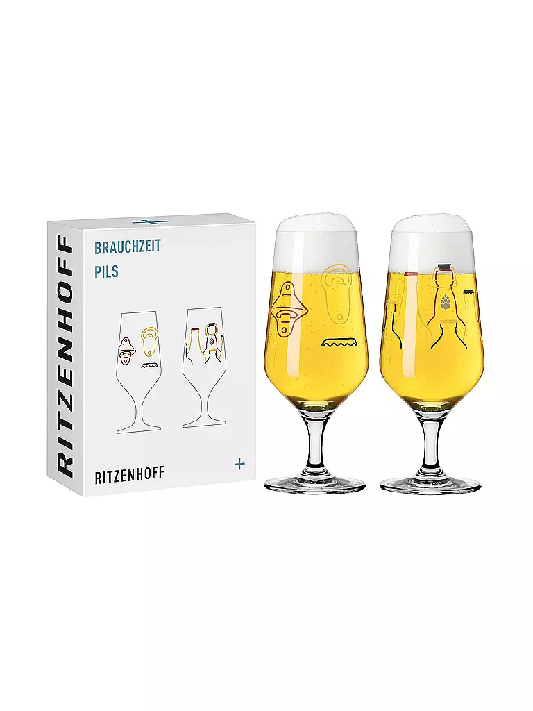 RITZENHOFF | Set di 2 bicchieri da birra BRAUCHZEIT PILS #13 #14 | Multicolore
