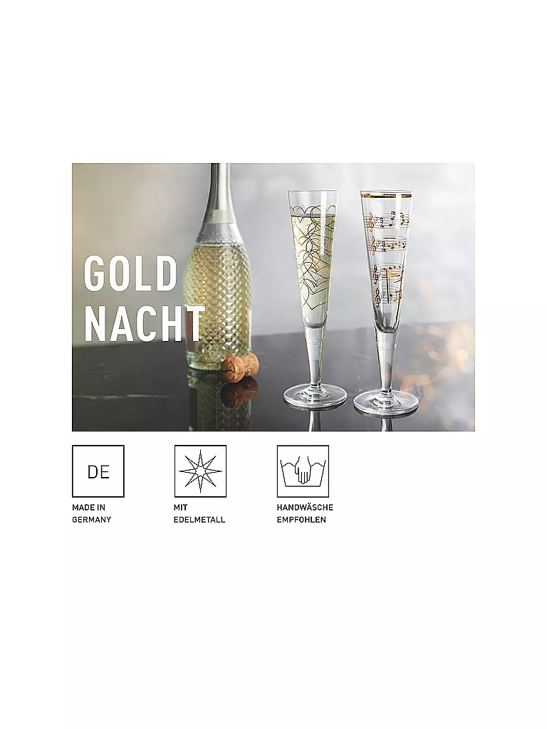 RITZENHOFF | Set di 2 bicchieri da champagne Goldnacht Champus #23 Nathalie Jean, Rurik Mahlberg 2023 | 