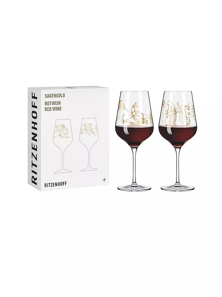 RITZENHOFF | Set di 2 bicchieri da vino rosso Sagengold Burkhard Neie 2022 | Oro